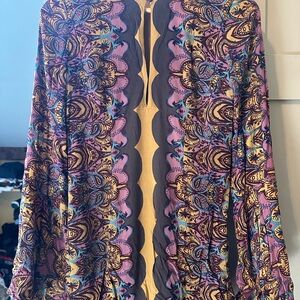 Free People Purple and Yellow Patterned Tunic